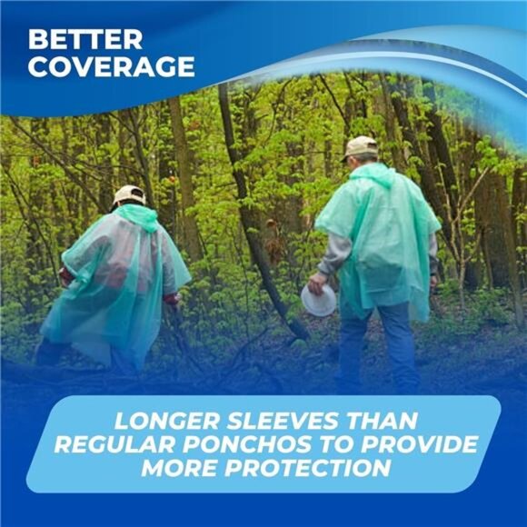 Disposable Rain Ponchos for Adults 4 Pack Waterproof Compact Hooded Multi Color - Picture 6 of 7